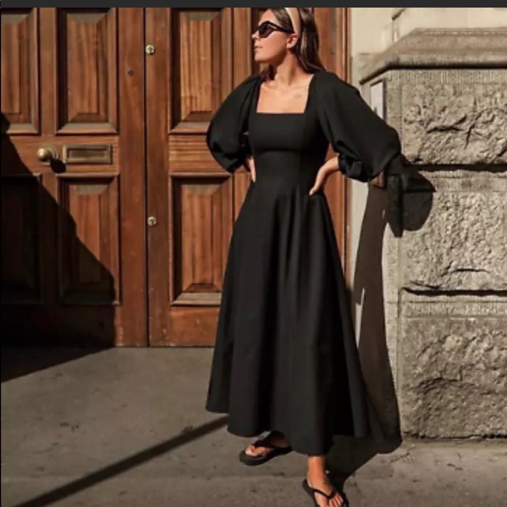 ZARA BLACK DRESS VOLUMINOUS SLEEVES REF. 8362/808